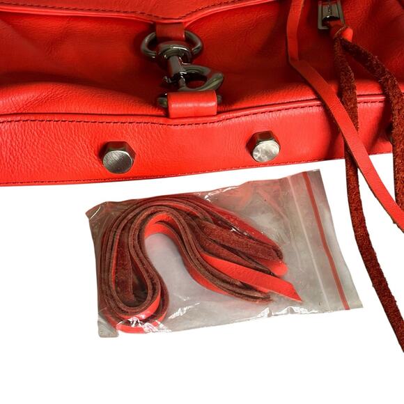 Rebecca Minkoff Leather Mini Mac Clutch Crossbody Bag Convertible Tomato Red - Picture 11 of 11
